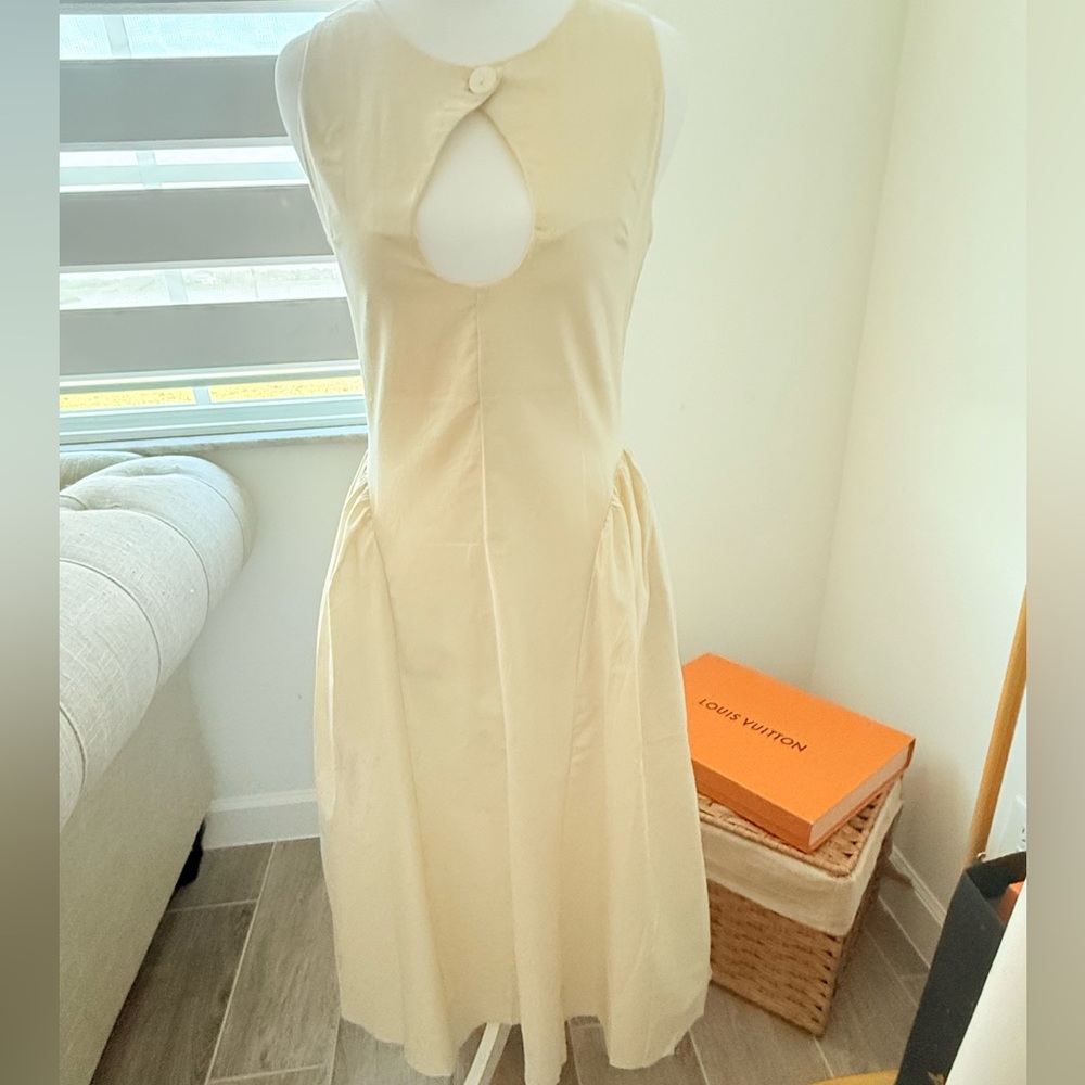 Cream Halter Midi Sundress for Cocktail Events